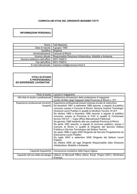 CURRICULUM VITAE DEL DIRIGENTE MASSIMO TOTTI