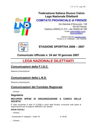 LEGA NAZIONALE DILETTANTI - Figc - Comitato Regionale Toscana