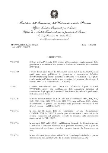 Decreto ins pettine Roma ripubblicazione - Ufficio X – Ambito ...