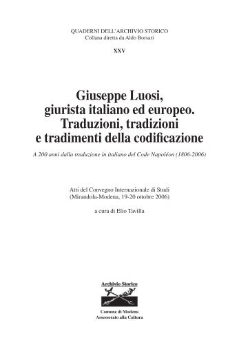 Giuseppe Luosi, giurista italiano ed europeo ... - Storia del diritto