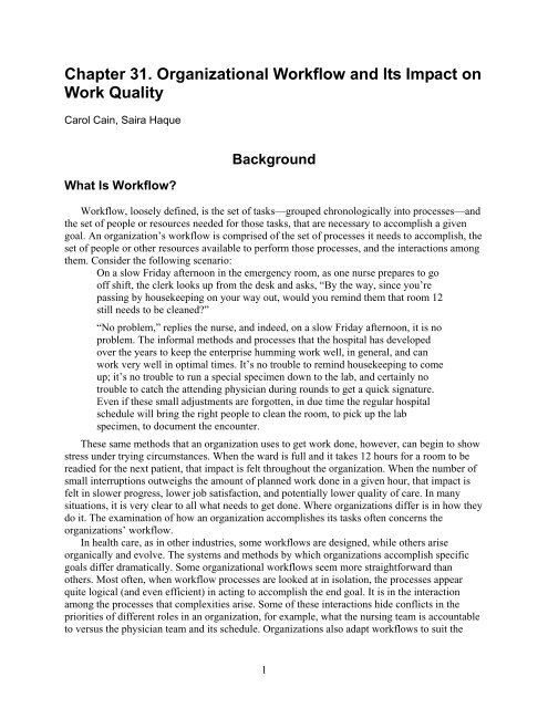 Chapter 31 Organizational Workflow And Its Impact On Work Quality