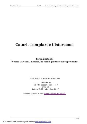 Catari, Templari e Cistercensi - VivereMeglio.org