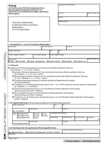 Antrag auf Erteilung eines ... - in Schalksmühle