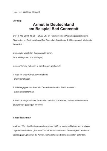 Armut in Deutschland am Beispiel Bad Cannstatt - Ambulante Hilfe ...