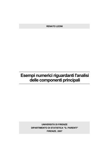 Esempi numerici riguardanti l'analisi delle componenti principali