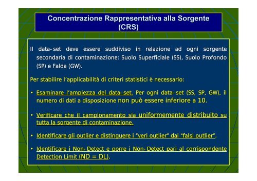 Concentrazione Rappresentativa alla Sorgente - Università degli ...
