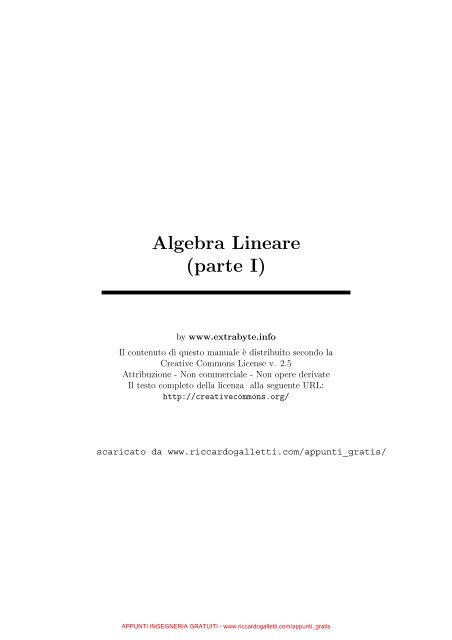 appunti di algebra lineare - extrabyte.info