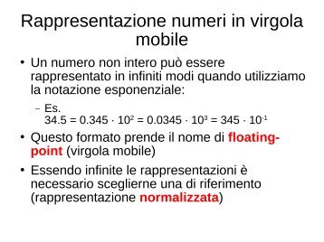 Rappresentazione numeri in virgola mobile