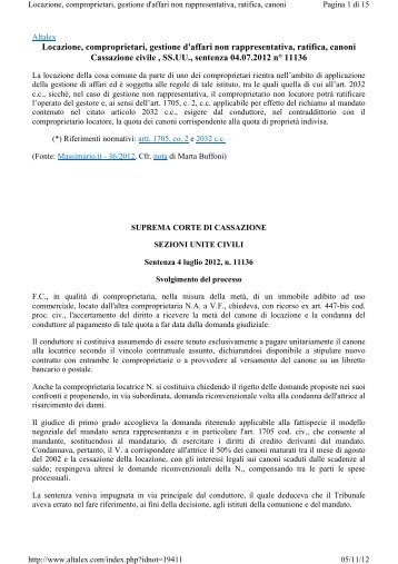 Locazione, comproprietari, gestione d'affari non rappresentativa ...