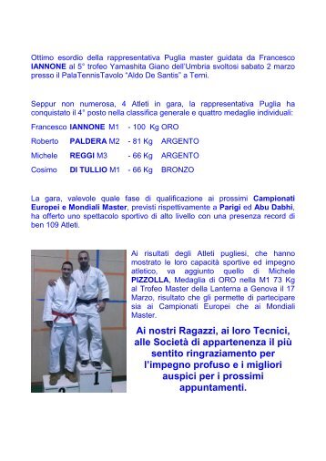 rappresentativa pugliese risultati master