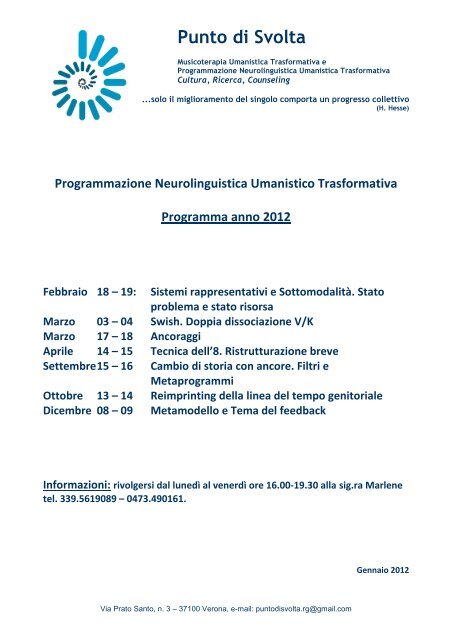 Programmazione Neurolinguistica Umanistico Trasformativa ...