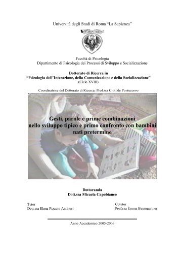 Gesti, parole e prime combinazioni nello sviluppo ... - Padis - Sapienza