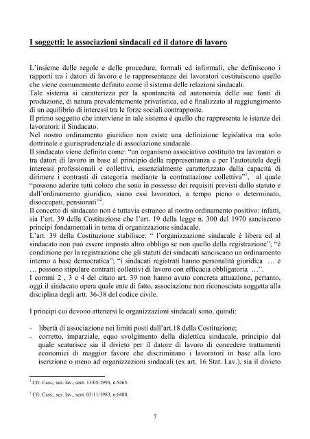 prerogative sindacali e normativa di riferimento - Dipartimento ...