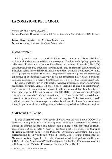 LA ZONAZIONE DEL BAROLO - Università degli Studi di Torino