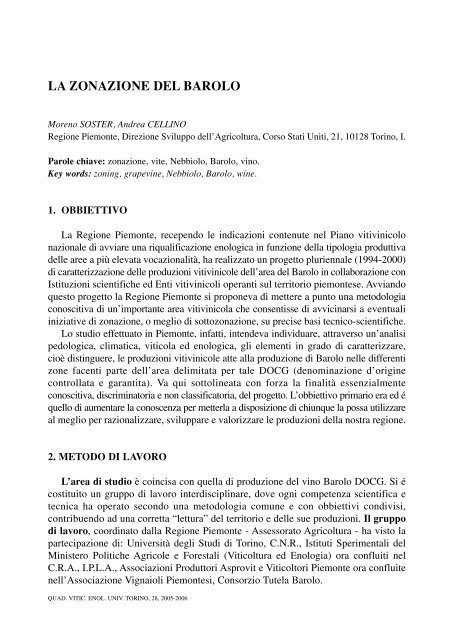 LA ZONAZIONE DEL BAROLO - Università degli Studi di Torino