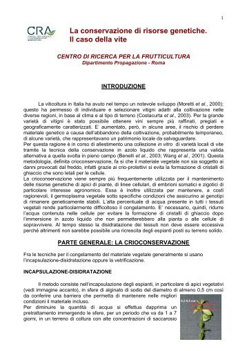 La conservazione di risorse genetiche. Il caso della ... - Regione Lazio
