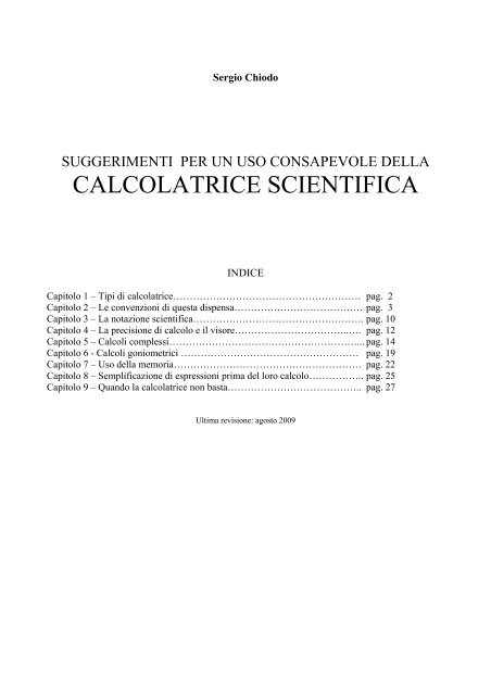 Suggerimenti per un uso consapevole della calcolatrice