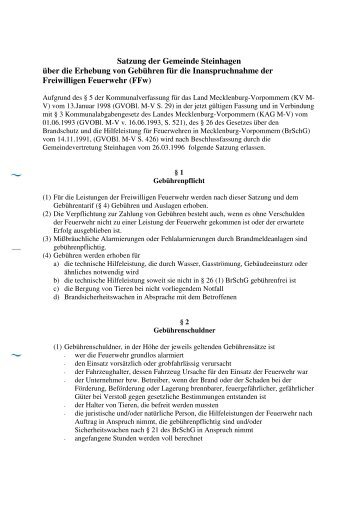 Satzung der Gemeinde Steinhagen über die Erhebung von ...