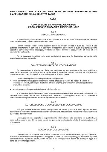 Regolamento TOSAP - Comune di Monza
