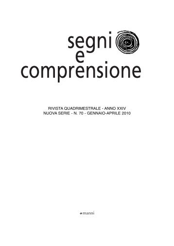 n. 70 - gennaio-aprile - rivista segni e comprensione