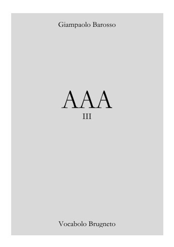 AAA vol. III - giampaolo barosso