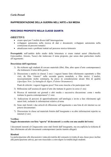 Per la classe Quarta – Rappresentazione della guerra nella'Arte e ...