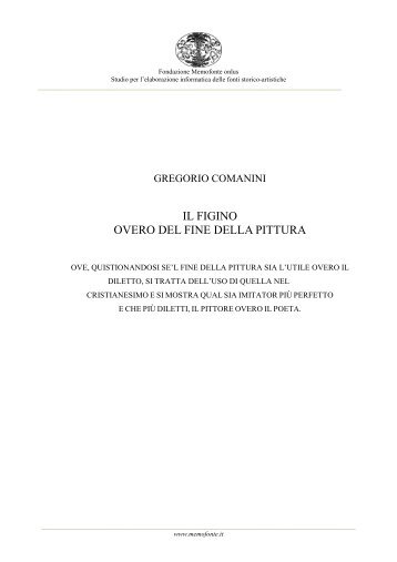 il figino overo del fine della pittura - Fondazione Memofonte