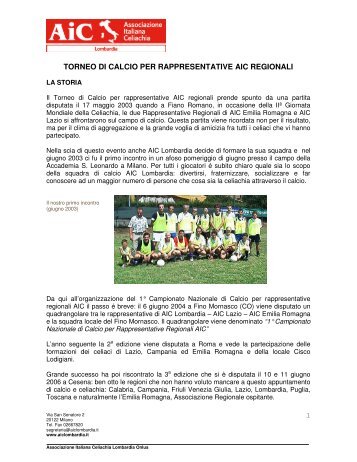 TORNEO DI CALCIO PER RAPPRESENTATIVE ... - AIC Lombardia