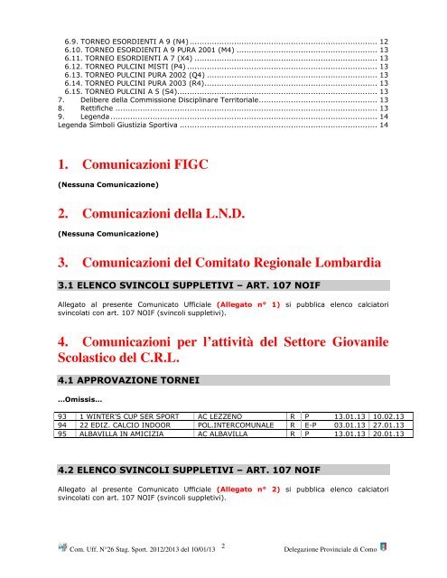 Stagione Sportiva 2012/2013 Comunicato Ufficiale N° 26 del 10/01 ...