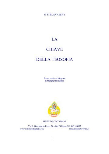 LA CHIAVE DELLA TEOSOFIA - Istituto Cintamani