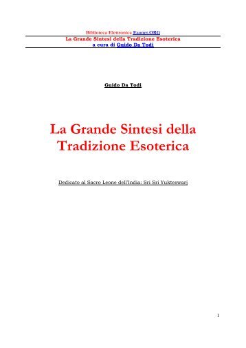 La Grande Sintesi della Tradizione Esoterica