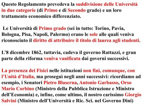 I FISICI E IL RISORGIMENTO - Società Italiana di Fisica