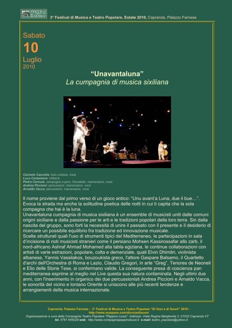 2010, Luglio-Agosto, Caprarola - festival di musica e ... - Amistrada