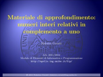 numeri interi relativi in complemento a uno