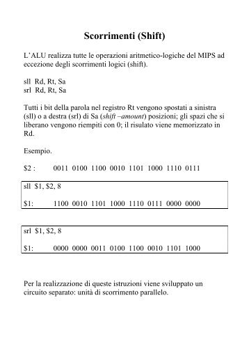 Scorrimenti (Shift)