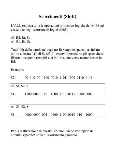 Scorrimenti (Shift)