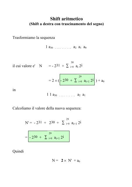 Scorrimenti (Shift)