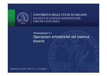 Operazioni aritmetiche nel sistema binario