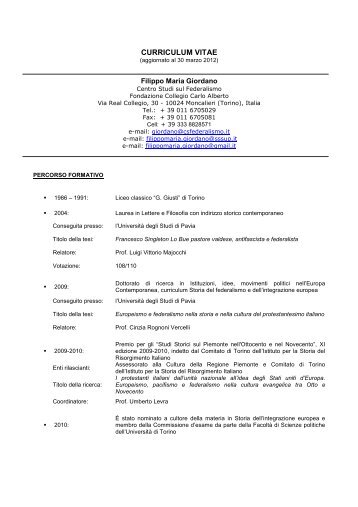 Filippo Maria Giordano CV_ITA_30.03.12.pdf - Centro Studi sul ...