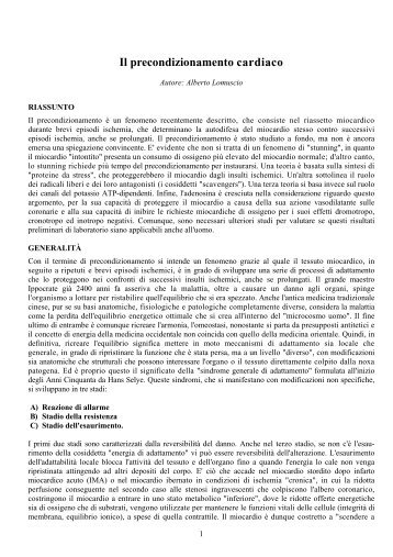 Il precondizionamento cardiaco II ... - Alberto Lomuscio