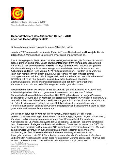 Aktienclub Baden - ACB - arsmedion