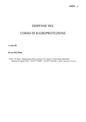 dispense del corso di radioprotezione - Dipartimento di Fisica