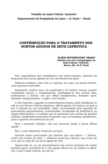 contribuição para o tratamento dos surtos agudos de irite leprotica