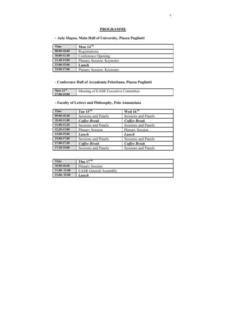 PROGRAMME AND ABSTRACTS - Università degli Studi di Messina