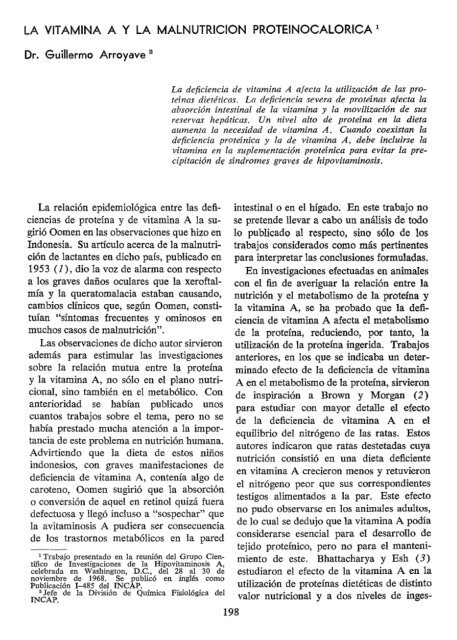 LA VITAMINA A Y LA MALNUTRICION ... - PAHO/WHO