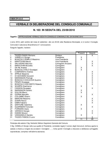 verbale di deliberazione del consiglio comunale - Città di Chioggia