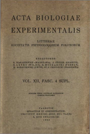 ACTA BIOLOGIAE EXPERIMENTALIS