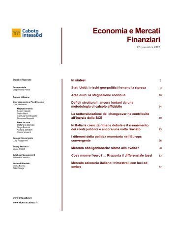 Economia e Mercati Finanziari - Intesa Sanpaolo