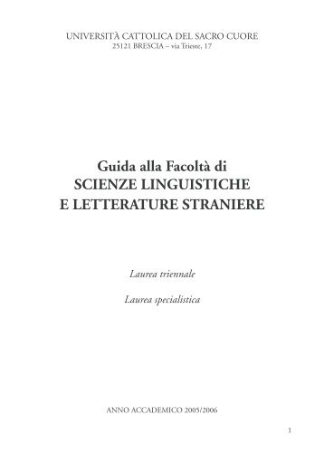 Guida dello studente a.a. 2005/2006 - Università Cattolica del Sacro ...