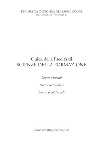 Guida della Facoltà di SCIENZE DELLA FORMAZIONE - Università ...